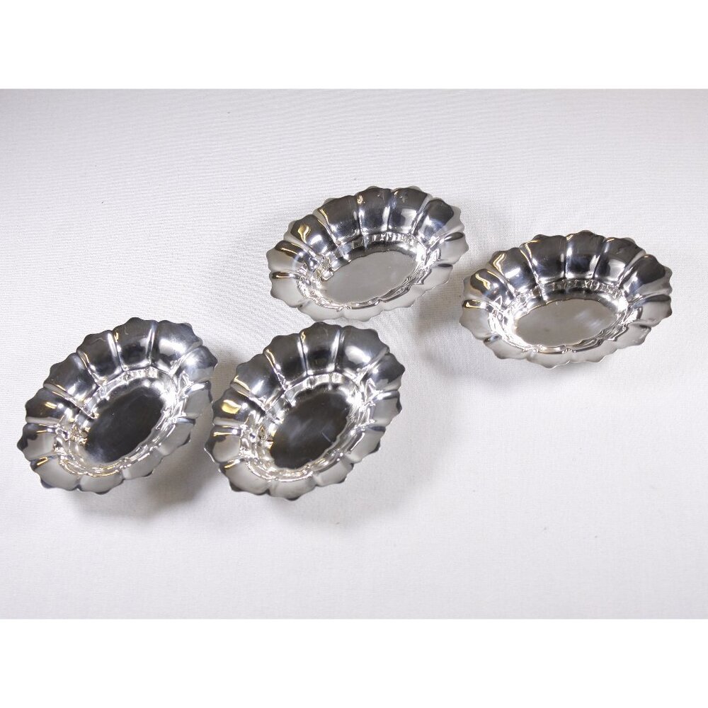 Vintage BIRKS Rideau plate nut dishes set of 4, small fingerbowls open salt